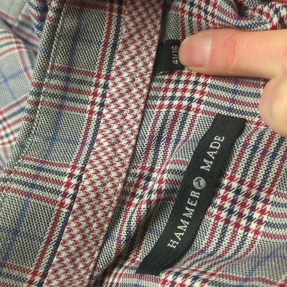 Hammermade Red/Navy Plaid Button Down Shirt - Picture 3 of 4